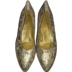 VTG NWOT Bruno Magli Gold Leather Flats